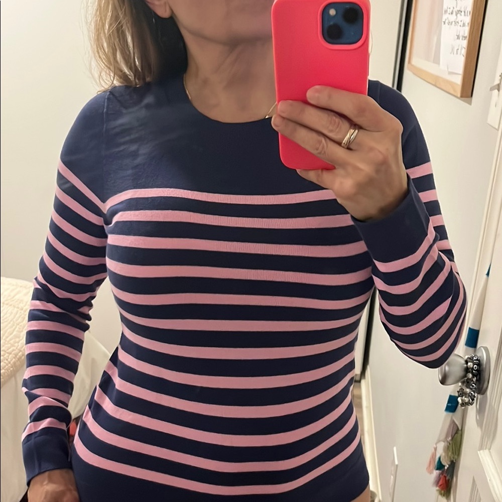 J. Crew Factory Blue and Pink Fitted Long Sleeve Hoodie